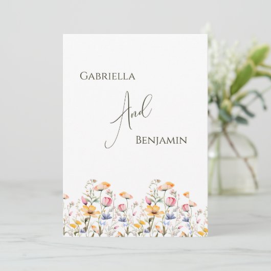 水彩メドウワイルドフラワーフォーマル結婚ズ 招待状 (スタンド正面)