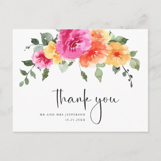 水彩メドウワイルドフラワーボホサンキュー ポストカード (正面)