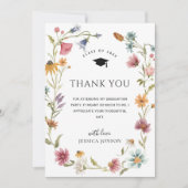 水彩メドウワイルドフラワーボホPHOTO卒業 サンキューカード (正面)