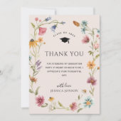 水彩メドウワイルドフラワーボホPHOTO卒業 サンキューカード (正面)