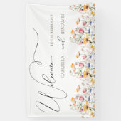 水彩メドウワイルドフラワー結婚の歓迎 横断幕 (縦)