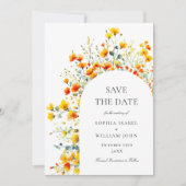 水彩メドウワイルドフラワー結婚のQRコード セーブザデート (正面)