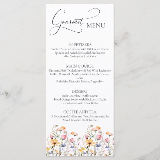水彩メドウワイルドフラワー結婚ズのグルメメニュー メニュー (正面)