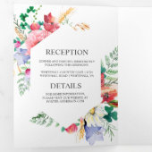 水彩メドウワイルドフラワー結婚ズ | 三つ折り招待状 (内部最初)