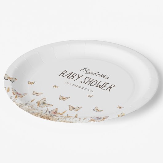 水彩メドウ蝶紙プレート ペーパープレート (アングル)