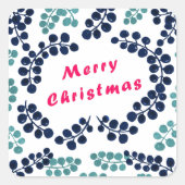 水彩メリークリスマスとベリーのシール スクエアシール (正面)
