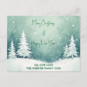 水彩メリークリスマスと新年おめでとう シーズンポストカード (正面)