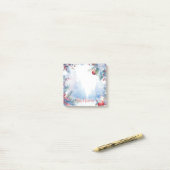 水彩メリークリスマスウィンターシーン縁ど ポストイット (デスク上)