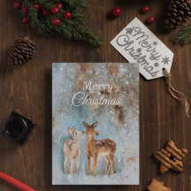 水彩メリークリスマスウィンタースノーウィーンフェインドディアー