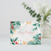 水彩メリークリスマスカー離れド&ベリー シーズンポストカード (スタンド正面)