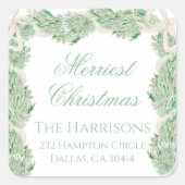 水彩メリークリスマスガーランドヴィンテージ スクエアシール (正面)