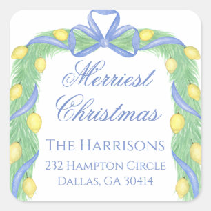 水彩メリークリスマスガーランドヴィンテージ スクエアシール