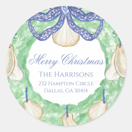 水彩メリークリスマスガーランドヴィンテージ ラウンドシール (正面)