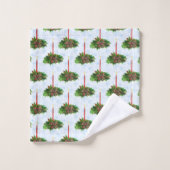 水彩メリークリスマスキャンドル バスタオルセット (ウォッシュタオル)