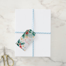 水彩メリークリスマスギフトラベル- エレガント ギフトタグ