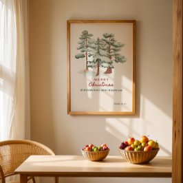 水彩メリークリスマスグリーティングポスター ポスター