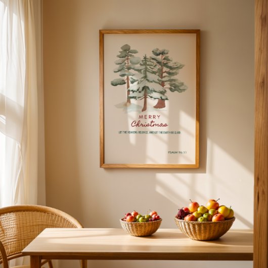 水彩メリークリスマスグリーティングポスター ポスター