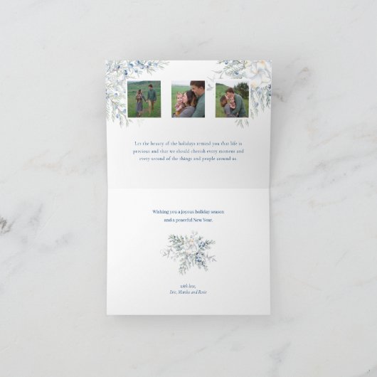 水彩メリークリスマススクリプトジュニパーフォト シーズンカード (内部)