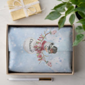 水彩メリークリスマスタイポグラフィかわいい雪だるま 薄葉紙 (ギフト)