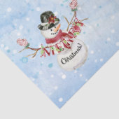 水彩メリークリスマスタイポグラフィかわいい雪だるま 薄葉紙 (詳細)