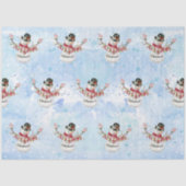 水彩メリークリスマスタイポグラフィかわいい雪だるま 薄葉紙 (正面)