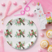 水彩メリークリスマスハミングバード ペーパープレート (パーティー)