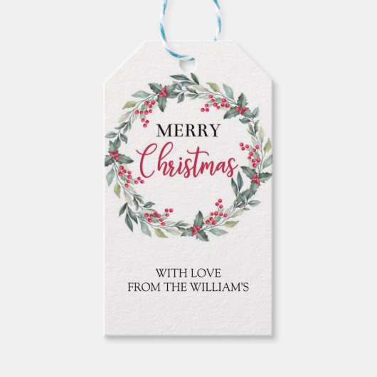 水彩メリークリスマスビーフギフトラベル ギフトタグ (正面)
