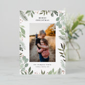 水彩メリークリスマスフォトカード実在ホイルー 箔招待状 (立ち正面)