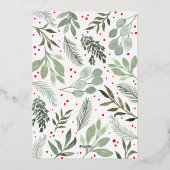 水彩メリークリスマスフォトカード実在ホイルー 箔招待状 (裏面)