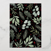 水彩メリークリスマスフォトカード実在ホイルー 箔招待状 (裏面)