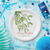 水彩メリークリスマスベリーの枝 ペーパープレート (パーティー)
