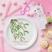 水彩メリークリスマスベリーの枝 ペーパープレート (パーティー)