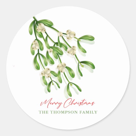 水彩メリークリスマスベリーの枝 ラウンドシール (正面)
