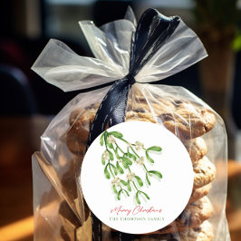 水彩メリークリスマスベリーの枝 ラウンドシール