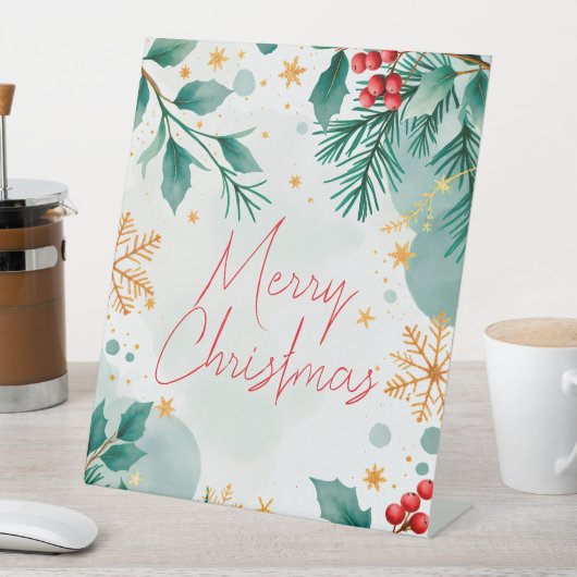 水彩メリークリスマスペデスタルサイン – 離れ 台座サイン (インサイチュ)