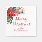 水彩メリークリスマスポインセチア スタンダードカクテルナプキン (正面)