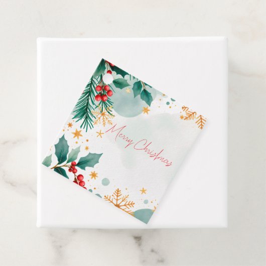 水彩メリークリスマスメッセージカード- エレガント フェイバータグ (インサイチュ)