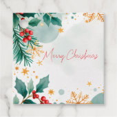 水彩メリークリスマスメッセージカード- エレガント フェイバータグ (正面)