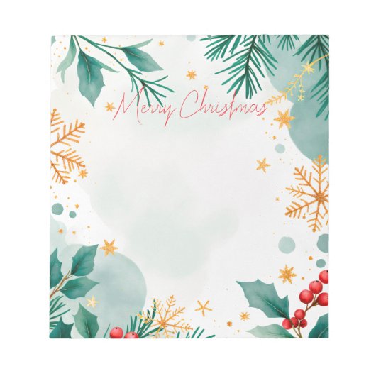 水彩メリークリスマスメモエレガント帳 ノートパッド (正面)