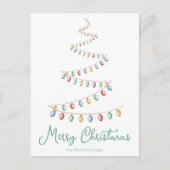 水彩メリークリスマスライトツリーモダン シーズンポストカード (正面)