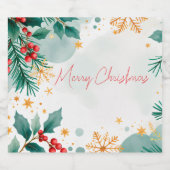 水彩メリークリスマスワきらめくインラベル スパークリングワインラベル (シングルラベル)