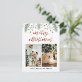 水彩メリークリスマス書道2枚写真 シーズンカード (スタンド正面)