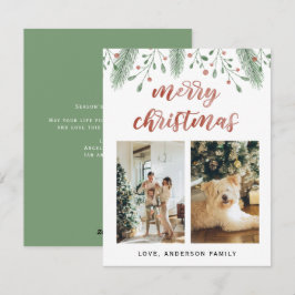 水彩メリークリスマス書道2枚写真 シーズンカード