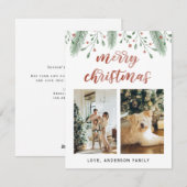 水彩メリークリスマス書道2枚写真 シーズンカード (正面/裏面)