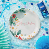 水彩メリークリスマス紙プレート- エレガント ペーパープレート (パーティー)
