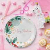 水彩メリークリスマス紙プレート- エレガント ペーパープレート (パーティー)