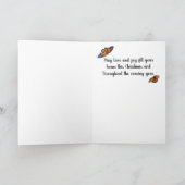 水彩メリークリスマス(昆虫)オオカバマダラ、モナークバタフライツリー シーズンカード (内部)