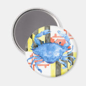 水彩メリーランド州旗とブルーカニ マグネット (正面/裏面)