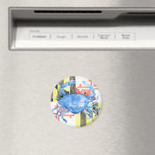 水彩メリーランド州旗とブルーカニ マグネット (インサイチュ (食洗機))