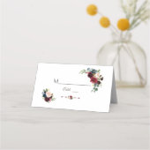 水彩メルロネイビーブルーフローラテーブル番号 プレイスカード (裏面)